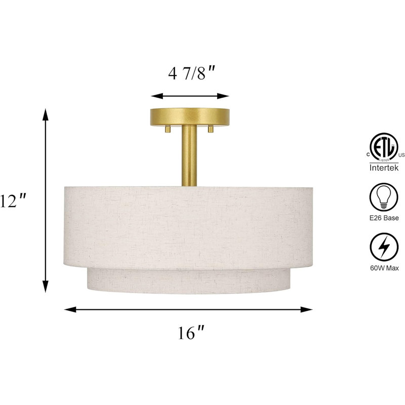 Lighting Light Drum Light, Doré