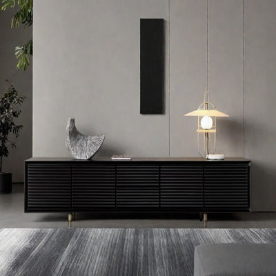 Minimalist design black solid wood TV cabinet