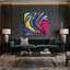 Abstrait art fluide sur toile bleue 38-926318019