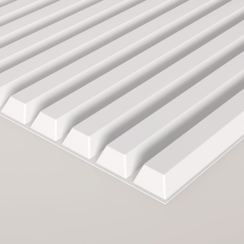 Panneau mural à lattes en PVC, panneau texturé cannelé 3D blanc 19,7 x 19,7 po, convient aux panneaux muraux 3D de cuisine, de salon et de maison (paquet de 48, 128 pieds carrés)