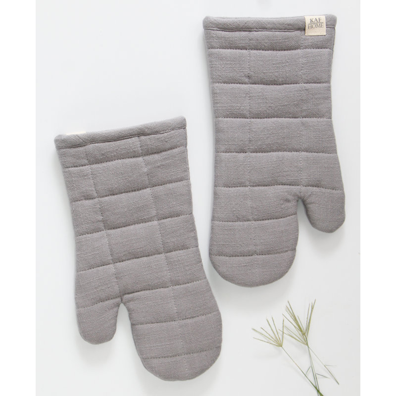 Ensemble de 2 gants de cuisine KAF Home Monaco, 13 po x 7 po, Gris