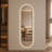 65" × 18" Capsule‑Shaped Wall‑Mounted Full‑Length Mirror, Black Frame & Dimmable LED Lighting
