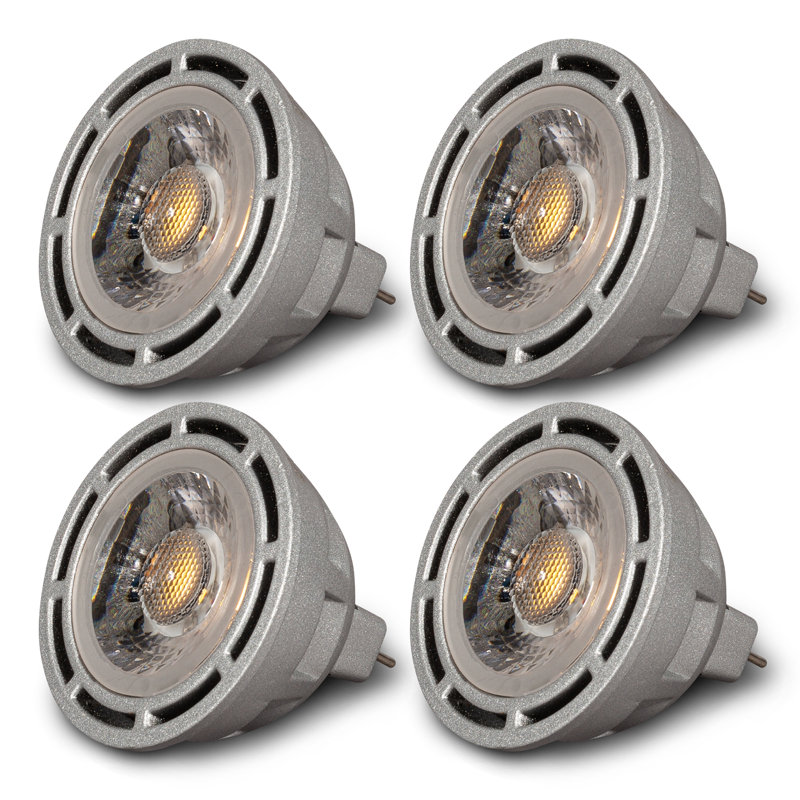 Ampoule Sunlight2® MR16 12V AC 7W, d'intensité faible à chaude, 3000K à 1800K, angle de faisceau de 36 °, finition argentée