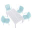 Summer 4Pcs Light Blue Stackable Armchairs With 55 Inch White Modern Table - Indoor/Outdoor Use, Ergonomic Design, Lightweight And Durable-2011883749