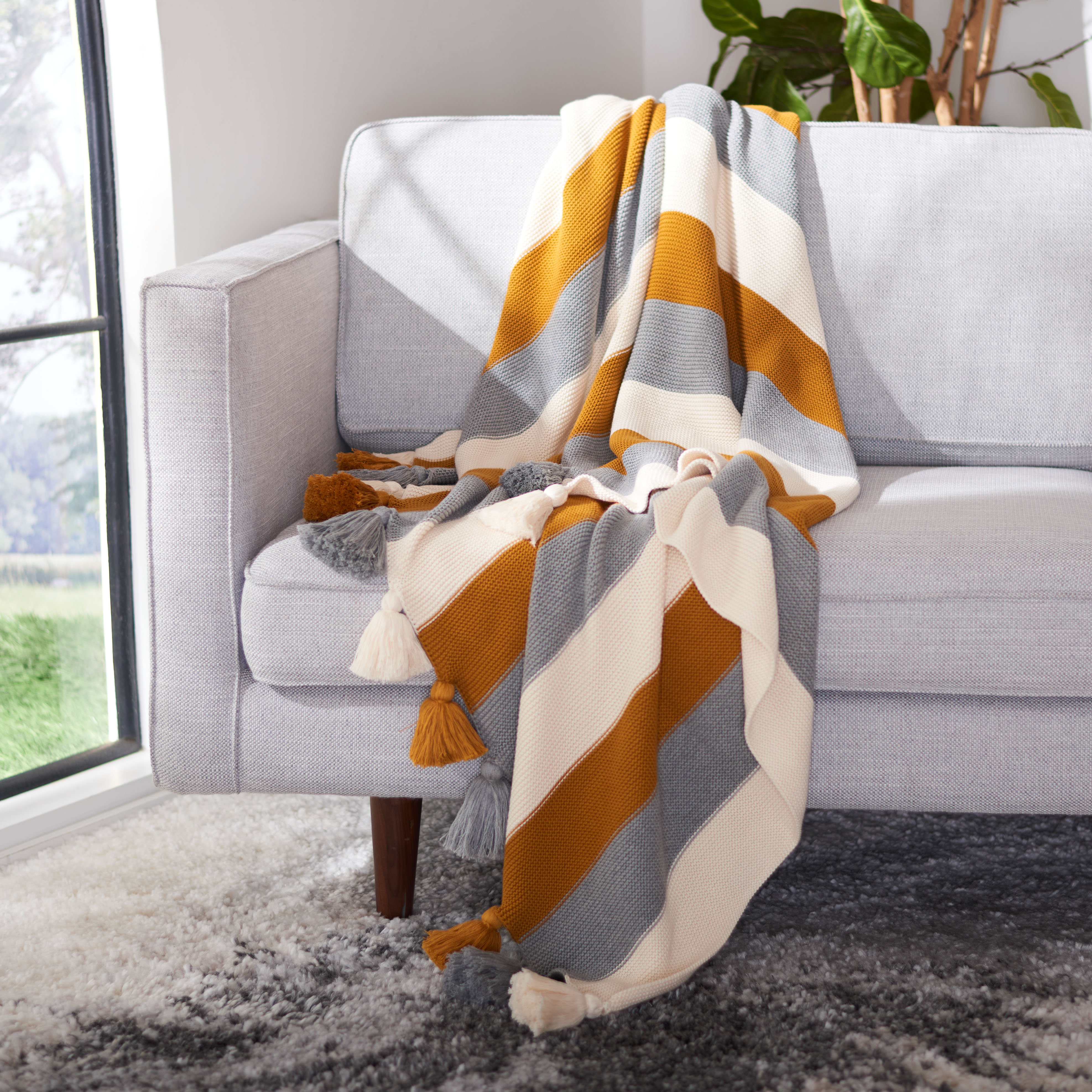 Orange and gray online throw blanket