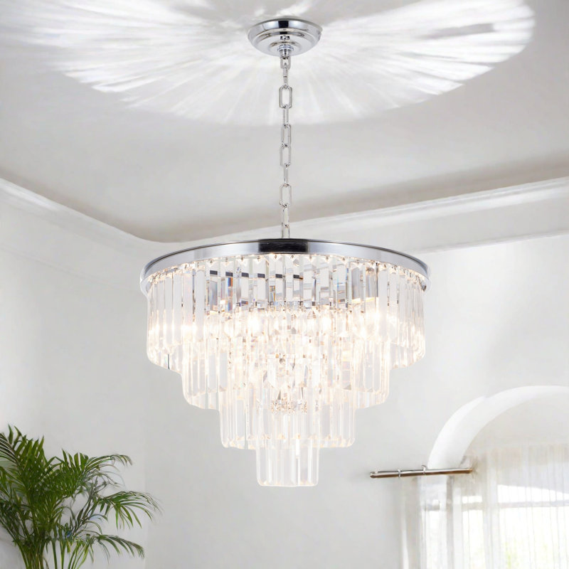 Lustre en cristal à 6 lumières à intensité variable avec finition Chorm Finsh