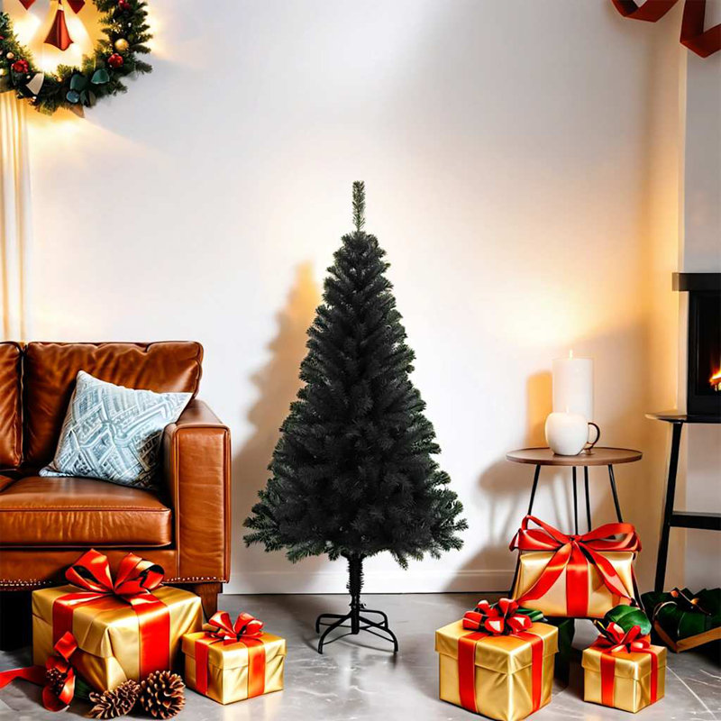 Arbre de Noël artificiel de Noël avec support en PVC, 4 pi x 2 pi, Rose