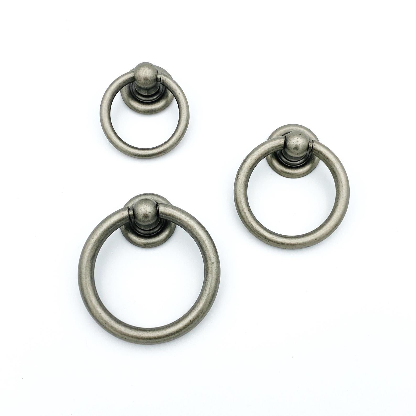 Small Ring Drawer Pull, Antique Silver
