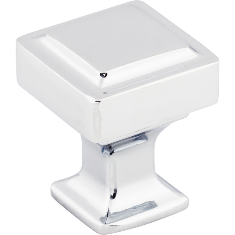 Ascendra 1 1/8" Length Square Knob, Polished Chrome, 1" Length
