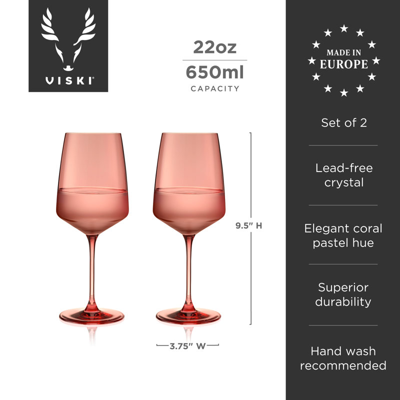 Verres à vin en cristal Reserve Nouveau en violet, ensemble de 2, Rose