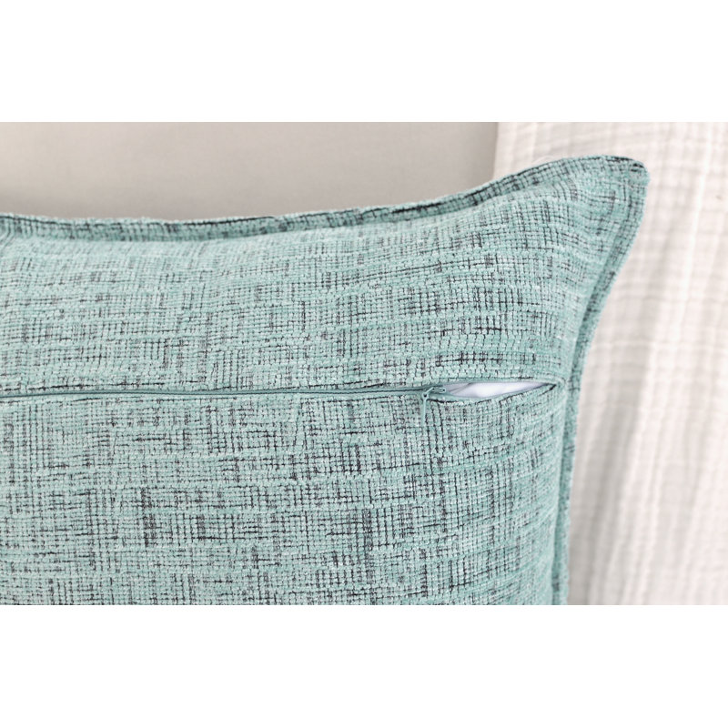 Ensemble de 2 housses de coussin en chenille à texture douce, Turquoise, Carré 20 po