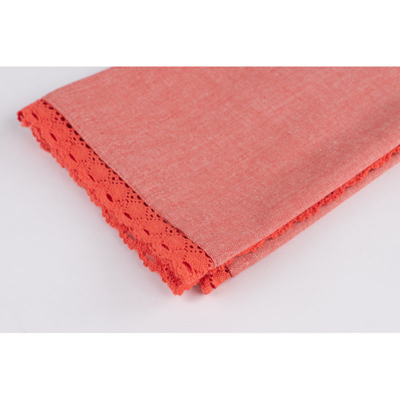 Serviette de cuisine en dentelle et coton framboise, Framboise