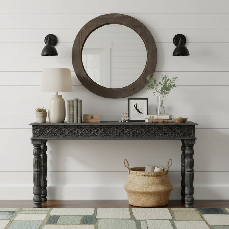 Aarohi 57'' Solid Wood Console Table, Black