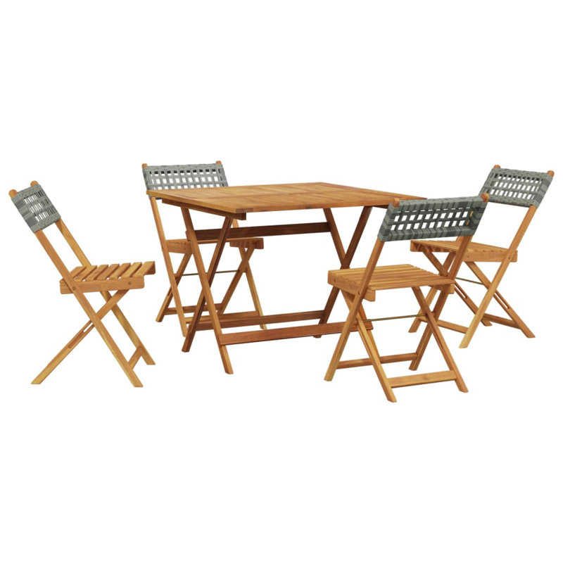 4 - Person Acacia Wood Patio Dining Set with Square Table, Grey