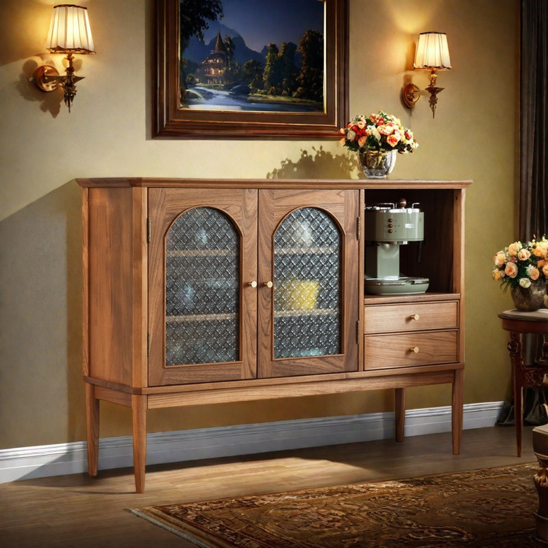 Buffet arqué entièrement en bois et verre