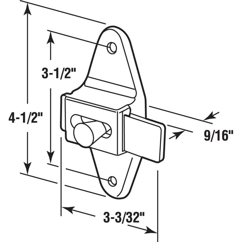 Ensemble de loquet de porte coulissant, 1-1 / 4 po, pilastre, zamak, chrome, intérieur, carré (paquet simple)