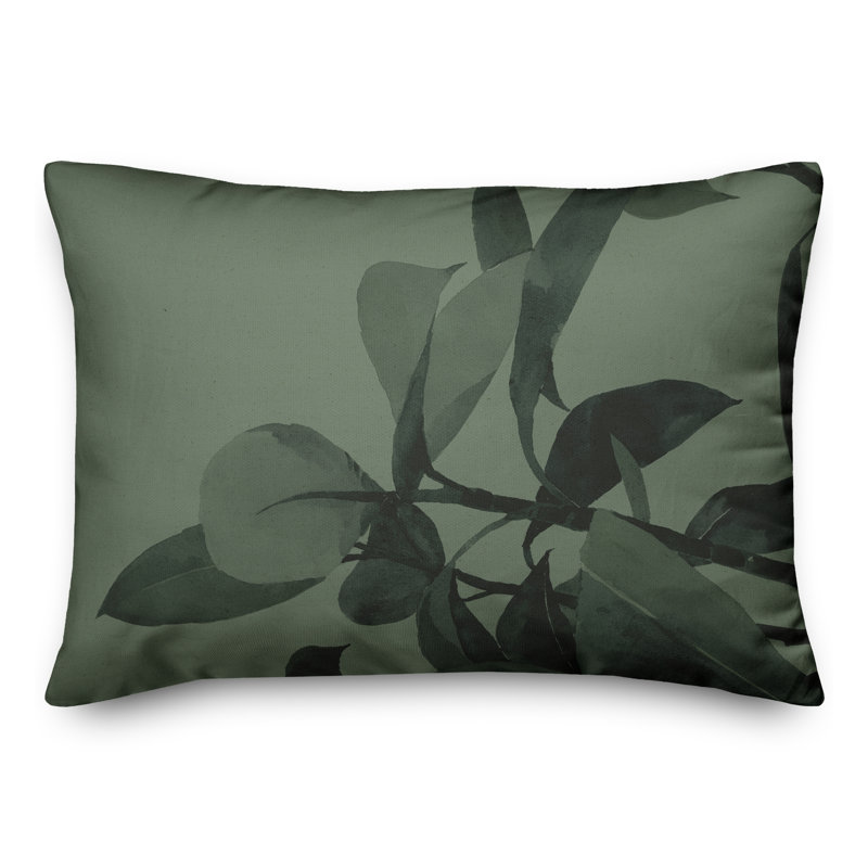 Floral Outdoor Reversible Throw Pillow, Green