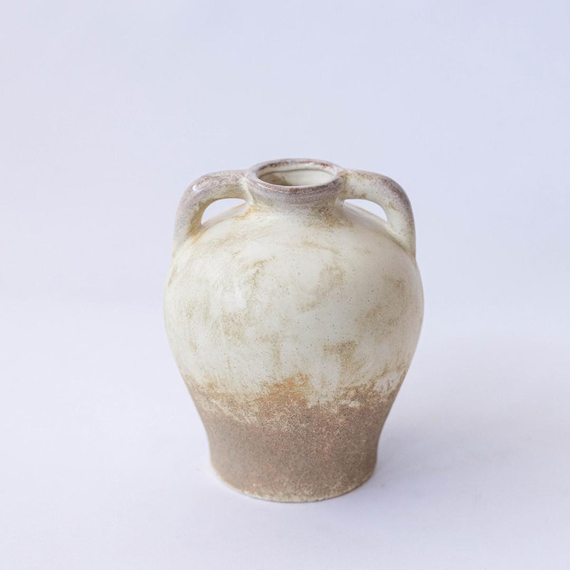 Vase naturel à deux tons avec poignées