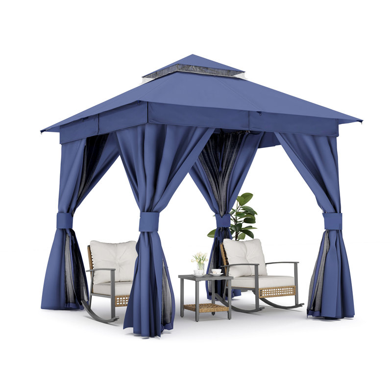 Steel Patio Gazebo, Navy Blue