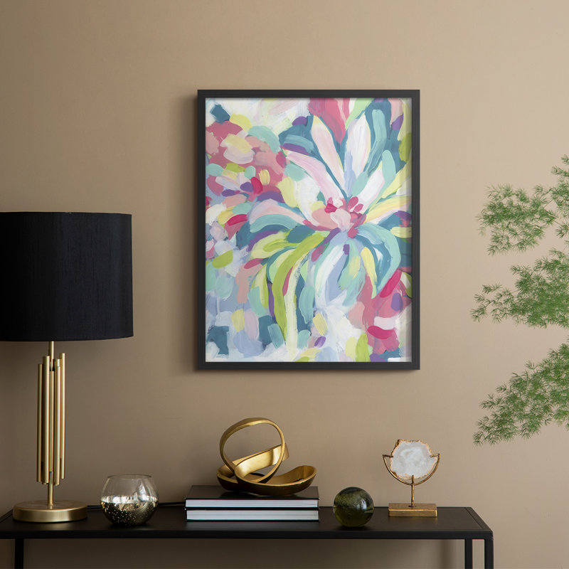 «Tropical Bloom Kaleidoscope II», reproduction encadrée - bois massif, H 11 po x l 9 po, Noir, noir, noir, noir