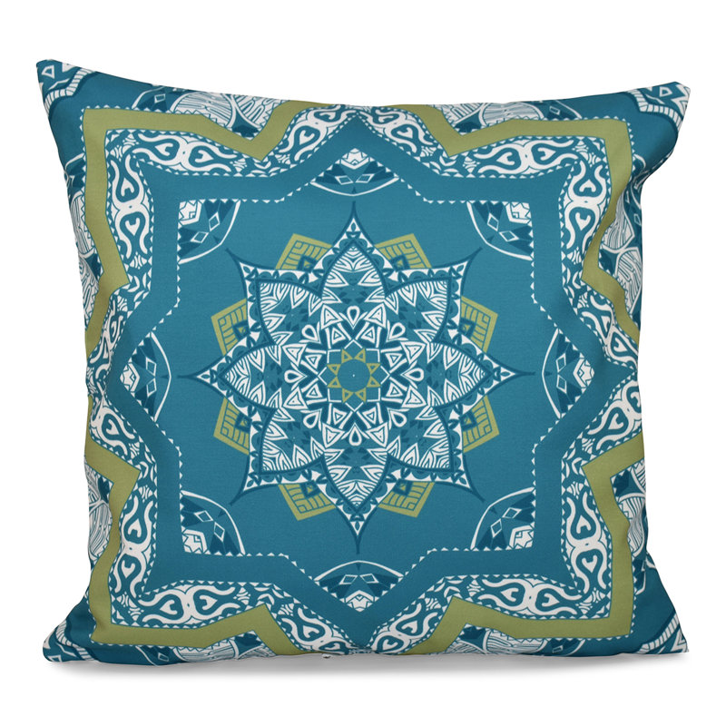 Happy Hippy Geometric Reversible Throw Pillow, 26" H x 26" W, Teal