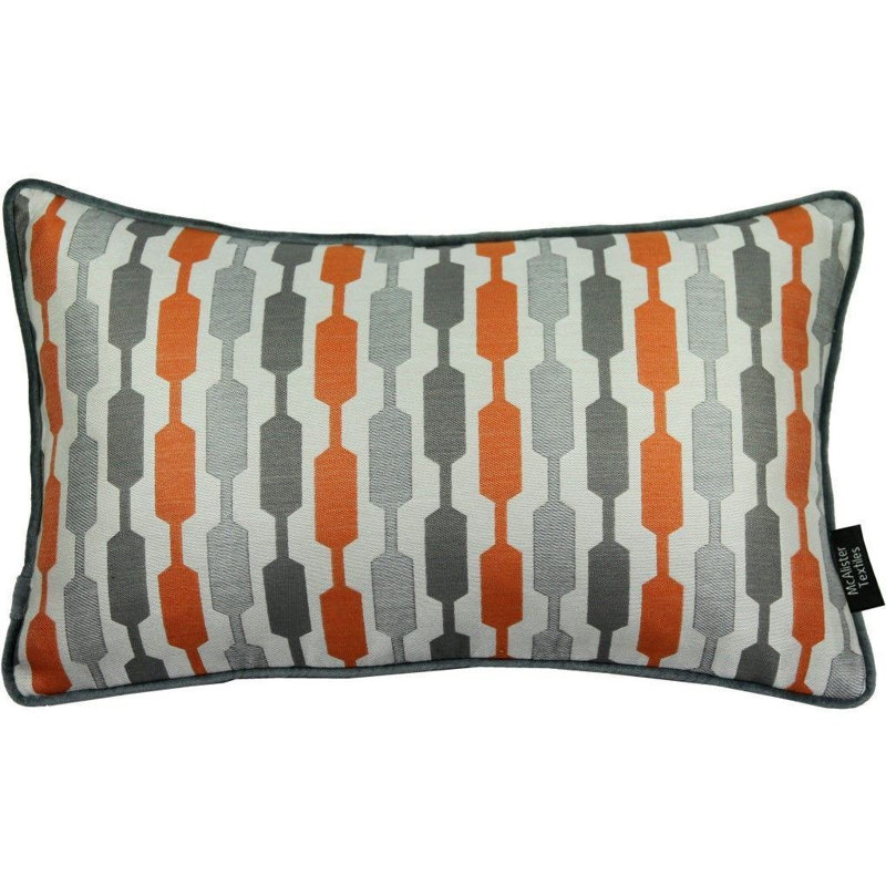 Lizeth Geometric Rectangular Cushion Cover, 30 x 50cm, Orange/Grey
