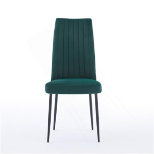 Adjustable Foot Stud  Iron Foot Green Velvet Dining Chair Set Of 2 Minimalist Design Style Applicable  Kitchen Restaurant
