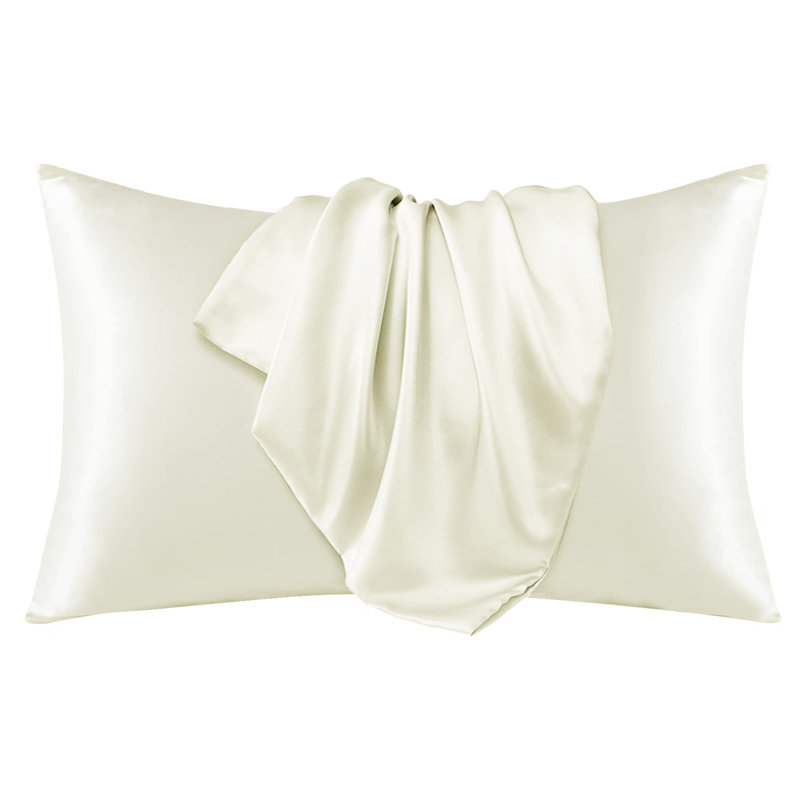 Silk Satin Soft Pillowcases 2 PCS(Cover Only), Ivory, 20'' x 30''