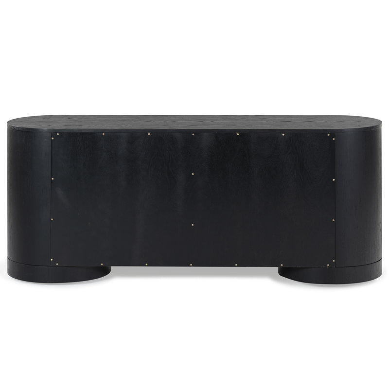 Jesbelina Oval 4 Door Wood Sideboard, Black
