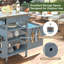 Chariot de barbecue extérieur 40,5 po avec plateau en acier inoxydable, armoire de rangement en bois massif, abattant, tiroir, porte-serviettes, chariot de cuisine roulant, bleu gris | Idée cadeau