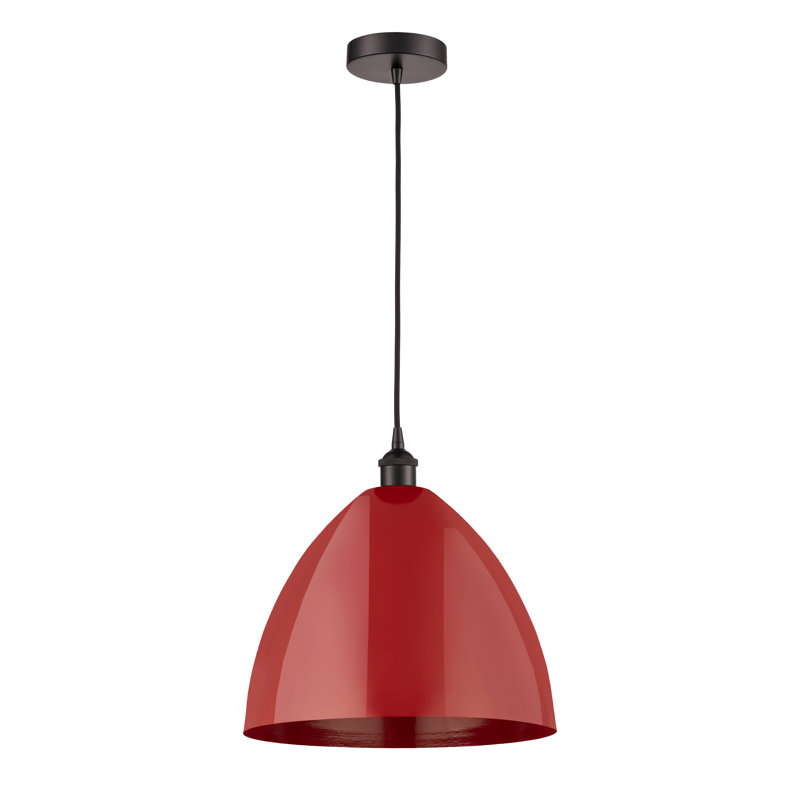 Luminaire suspendu conique à 1 lumière Schiavone, Rouge, Bronze huilé