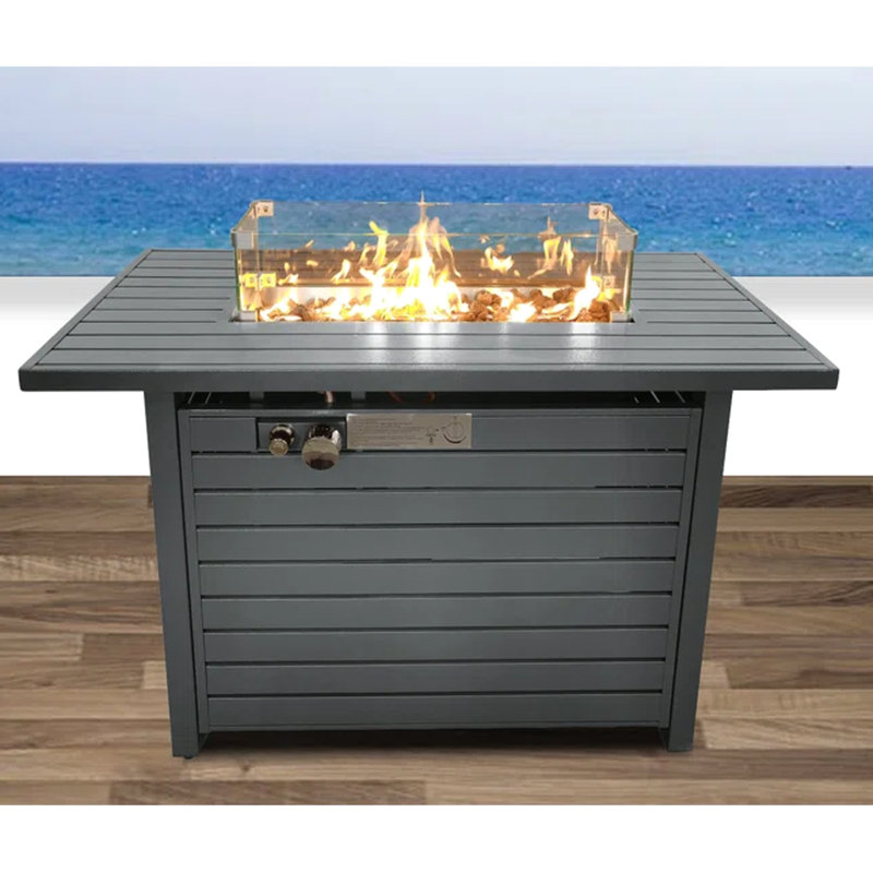 Table de foyer d'extérieur au propane en acier de 42 po x l 25 po avec couvercle - Jardin d'extérieur au propane intriguant, choix de décoration