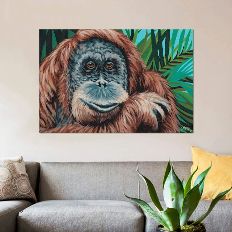 « jungle singe i », impression sur toile, H 26 po x l 40 po x P 1,5 po, Toile tendue, Pas de tapis