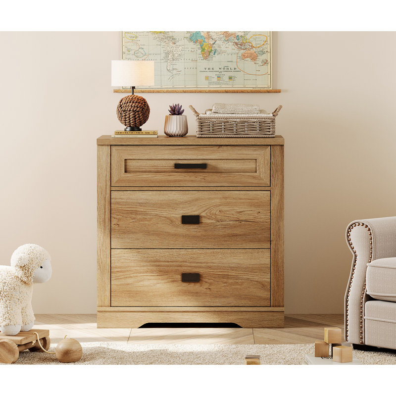 Commode 3 tiroirs Glenford, Chêne rétro
