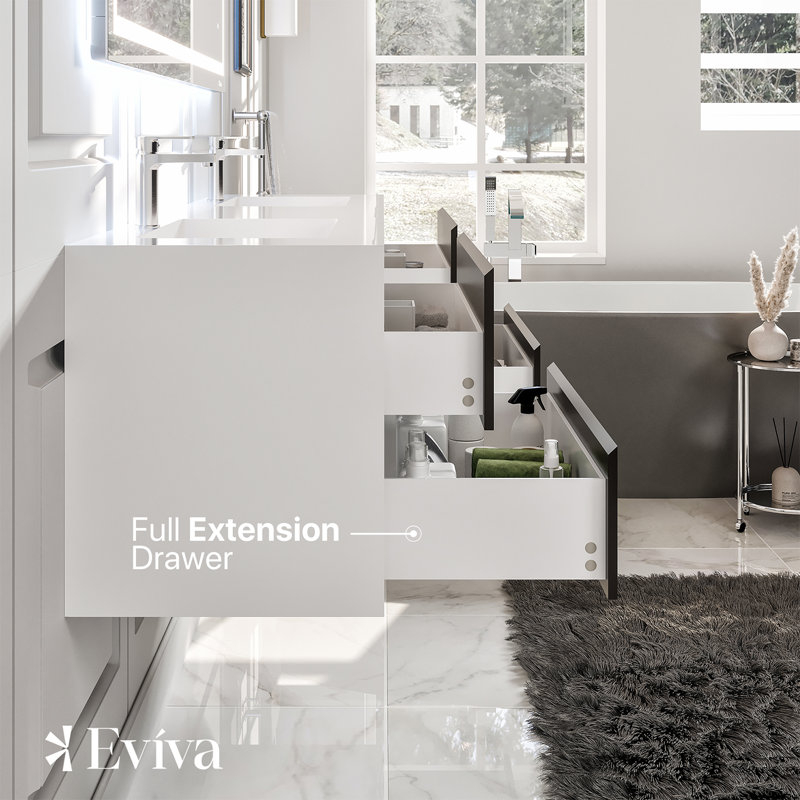 Kiskimere 75" Wall-Mounted Double Bathroom Vanity Set
