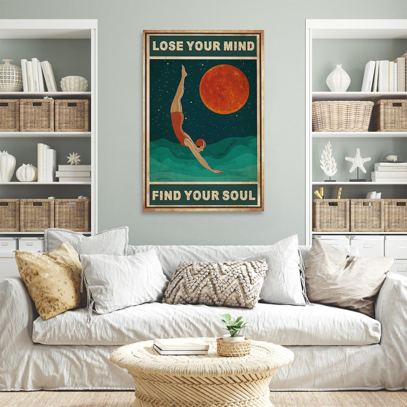 «Natation, perdre votre esprit, trouvez votre âme», impression sur toile tendue, H 36 po x l 24 po x P 1,25 po