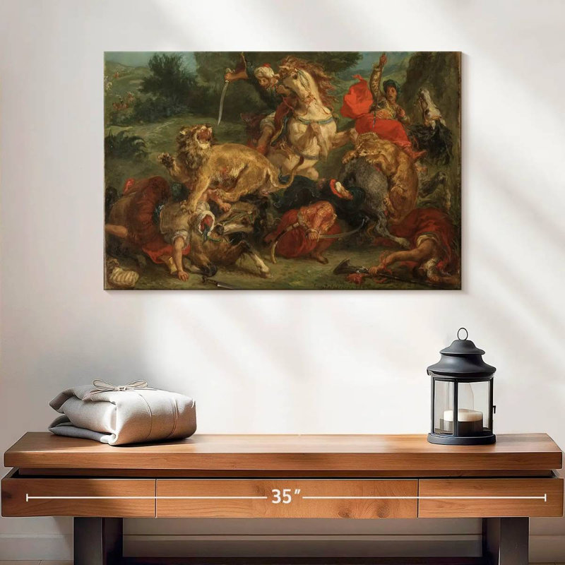 Senne la chasse au lion, H 16 po x l 24 po