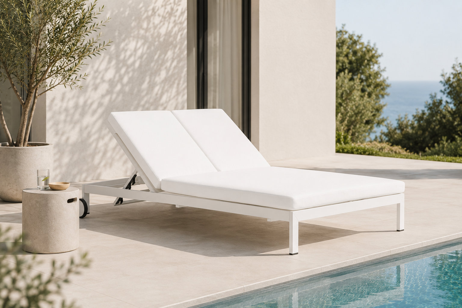 Isabella 53'' Outdoor Metal Double Chaise, White