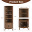 Étagère d'angle à 5 niveaux, bibliothèque d'angle de 67 po de hauteur, étagère d'angle autoportante en bois avec portes coulissantes et tablettes ouvertes, gain de place, armoire de rangement d'angle moderne pour le salon, la cuisine, le bureau (noyer)