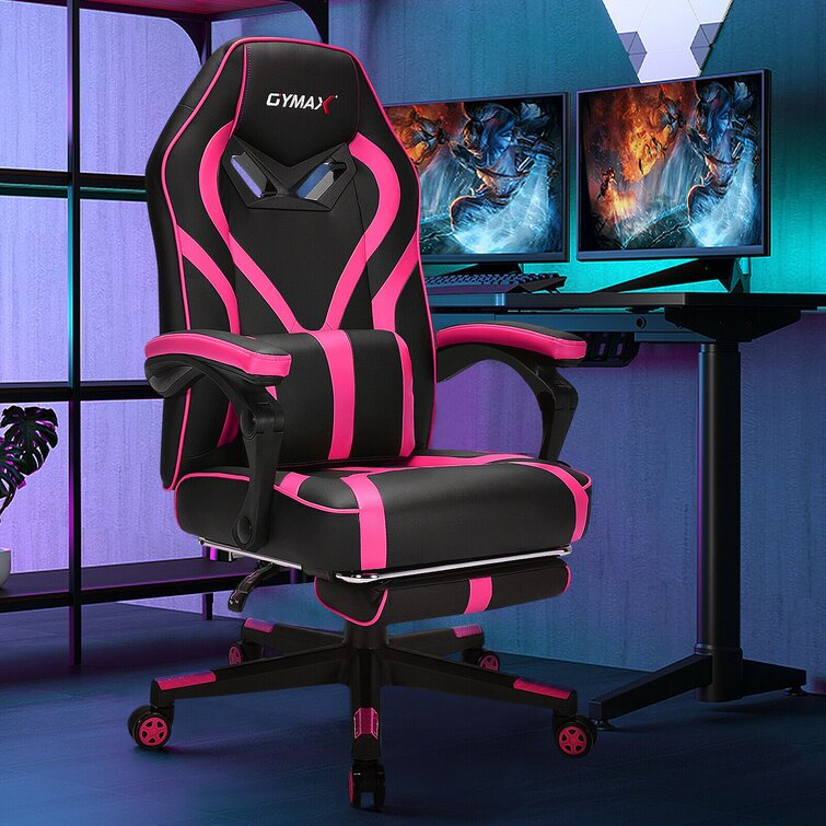 Pink Gaming Chair Footrest, Pink Black Gaming Chair
