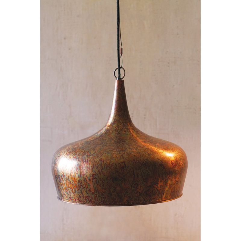 Lampe suspendue en métal brun H 16 po - Finition industrielle rustique, éclairage décoratif