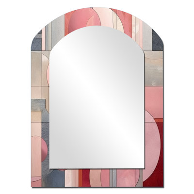 Pink Transcendent Angles IV - Large Arched Wall Mirror On Metal