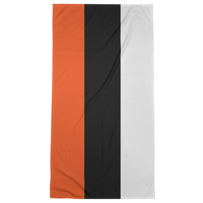 Cotton Blend Beach Towel, Orange/Black
