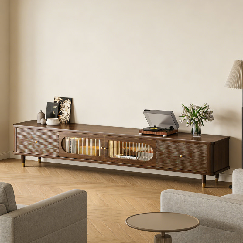 Meuble télé rétro de style français, Or / brun noisette, H 17,71 po x L 70,86 po x l 15,74 po