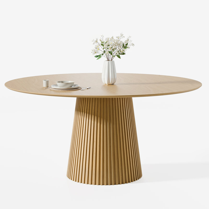 Table de salle à manger ronde en bois massif, H 29,3 po x L 60 po x l 60 po, Chêne