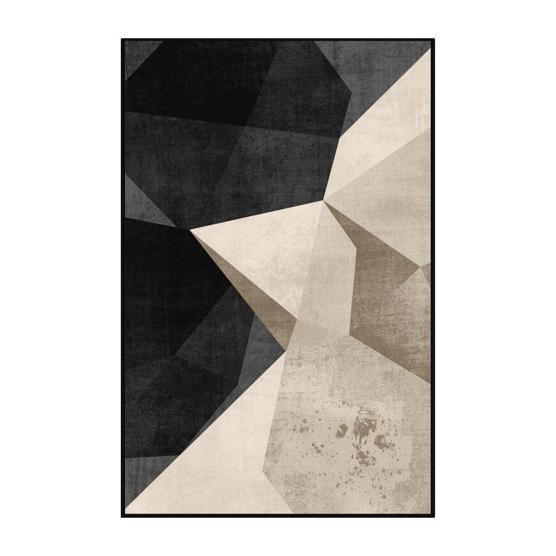 Tapis beige moelleux à motif géométrique moelleux à motif géométrique moderne et contemporain Ristaino, 7 x 9