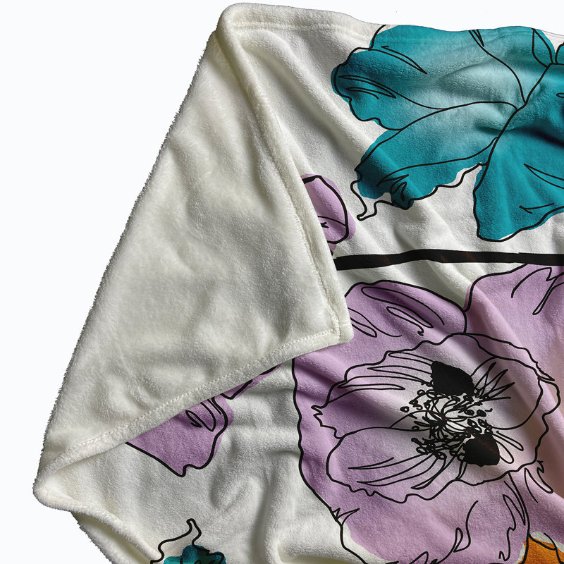 Couverture polaire Flora and Fauna, L 60 po x L 80 po, Lilas