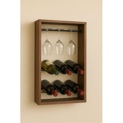 Tilbury 6 Bottle Solid Wood Tabletop Wine Bottle & Glass Rack in Natural by August Grove