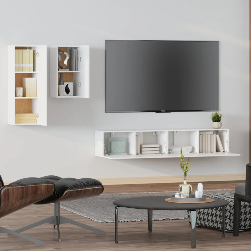 Kortlan Unfinished TV Stand for TVs up to 65", White