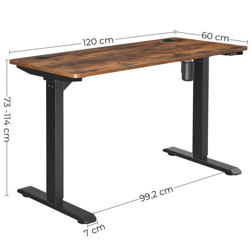 Lewellen Adjustable Metal Base Standing Desk, 114cm H x 120cm W x 60cm D